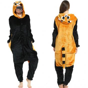 Cartoon animal Red Panda flano pajamas dress hoodie