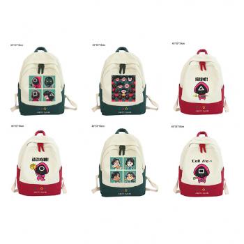Squid game canvas backpack bag