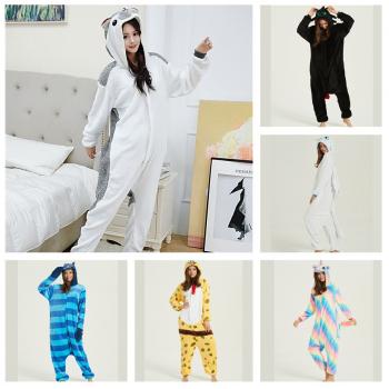 Cartoon animal flano pajamas dress hoodie