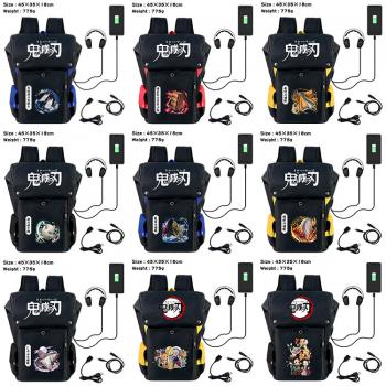 Demon Slayer anime USB nylon backpack school bag