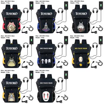 Totoro anime USB nylon backpack school bag