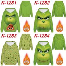 The Grinch thickened and cashmere hoodie sweater cloth