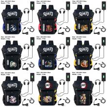 Demon Slayer anime USB nylon backpack school bag