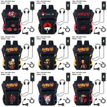 Naruto anime USB nylon backpack school bag