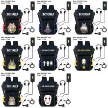 Totoro anime USB nylon backpack school bag