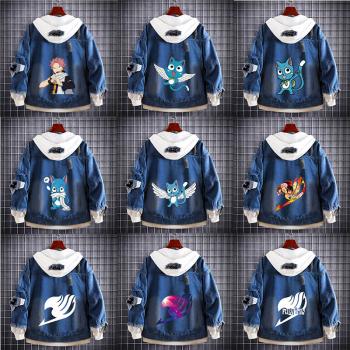 Fairy Tail anime fake two pieces denim jacket hoodie cloth