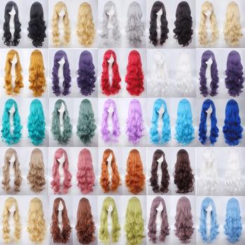 Human hair wigs cosplay part long wig 80cm