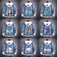 Fairy Tail anime fake two pieces denim jacket hoodie cloth