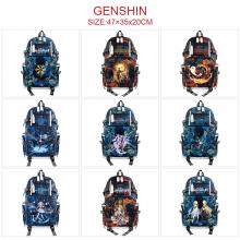 Genshin Impact game USB camouflage backpack school bag