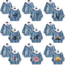 Demon Slayer fake two pieces denim jacket hoodie c...