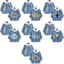 One Piece fake two pieces denim jacket hoodie cloth