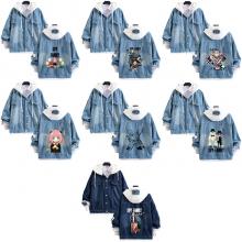 SPY FAMILY fake two pieces denim jacket hoodie cloth