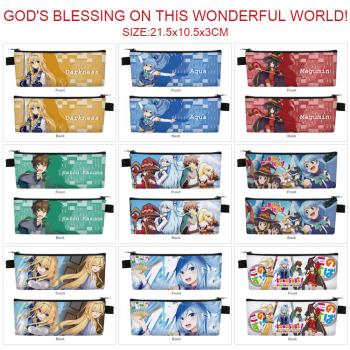 Kono Subarashii Sekai ni Shukufuku wo Aqua PU zipper pen case pencil bag