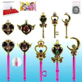 Sailor Moon anime magic stick key chains a set