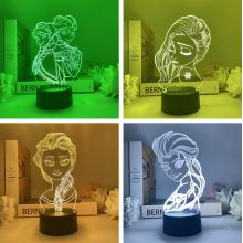 Frozen 3D 7 Color Lamp Touch Lampe Nightlight+USB