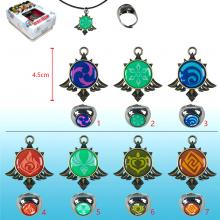 Genshin Impact game necklace+ring a set