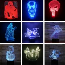 Iron Spider Man Thor Hulk 3D 7 Color Lamp Touch Lampe Nightlight+USB