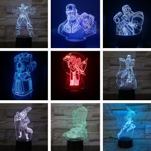 Iron Spider Man Thor Hulk 3D 7 Color Lamp Touch Lampe Nightlight+USB