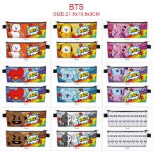 BTS BT21 star PU zipper pen case pencil bag