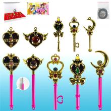 Sailor Moon anime magic stick key chains a set
