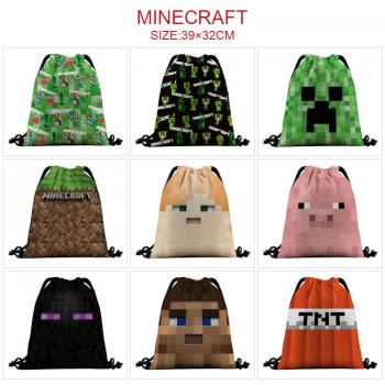 Minecraft game nylon drawstring backpack bag