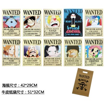 One Piece wanted anime posters set(10pcs a set)