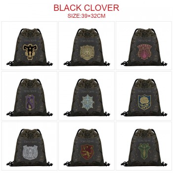 Black Clover anime nylon drawstring backpack bag