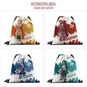 Kono Subarashii Sekai ni Shukufuku wo Aqua nylon drawstring backpack bag