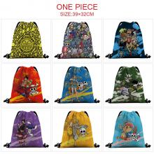 One Piece anime nylon drawstring backpack bag