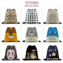Totoro anime nylon drawstring backpack bag