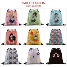 Sailor Moon anime nylon drawstring backpack bag