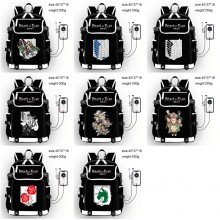 Attack on Titan anime USB charging laptop backpack...