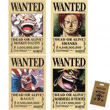 One Piece wanted anime posters set(4pcs a set)