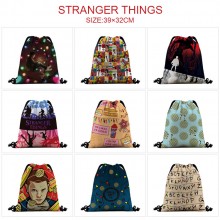 Stranger Things nylon drawstring backpack bag