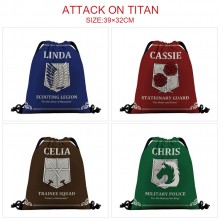 Attack on Titan anime nylon drawstring backpack bag