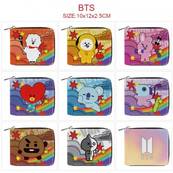 BTS BT21 star zipper wallet purse