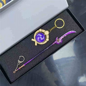 Genshin Impact game mini weapon sword+key chain a set