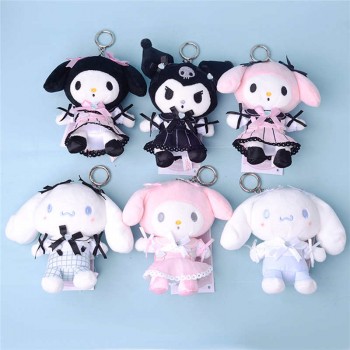 Melody Cinnamoroll Kuromi anime plush doll key chain 12CM