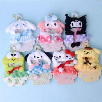 Melody Cinnamoroll Kuromi anime plush doll key chain 9CM