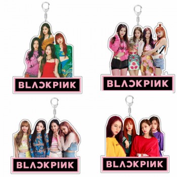 Black pink star acrylic key chain