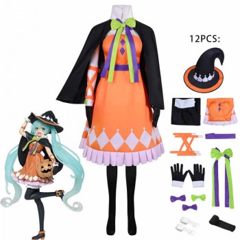 Hatsune Miku pumpkin anime cosplay dress cloth costumes a set