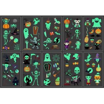 Halloween skull luminous tattoo stickers(10pcs)