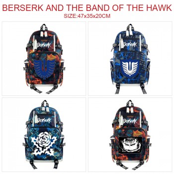 Berserk anime USB camouflage backpack school bag