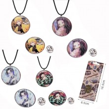 Demon Slayer anime necklace+pin a set