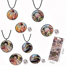 One Piece anime necklace+pin a set
