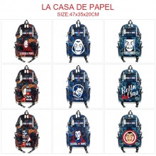 La casa de papel USB camouflage backpack school ba...