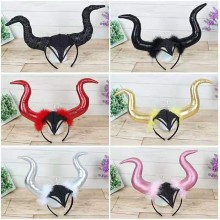 Halloween Long Demon Ox Horn Headband Evil cosplay...