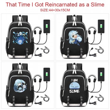 Tensei shitari slime USB charging laptop backpack school bag