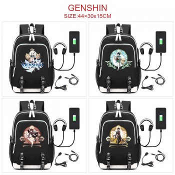 Genshin Impact USB charging laptop backpack school bag