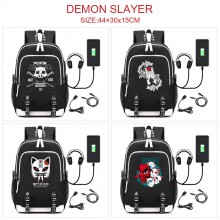 Demon Slayer anime USB charging laptop backpack sc...